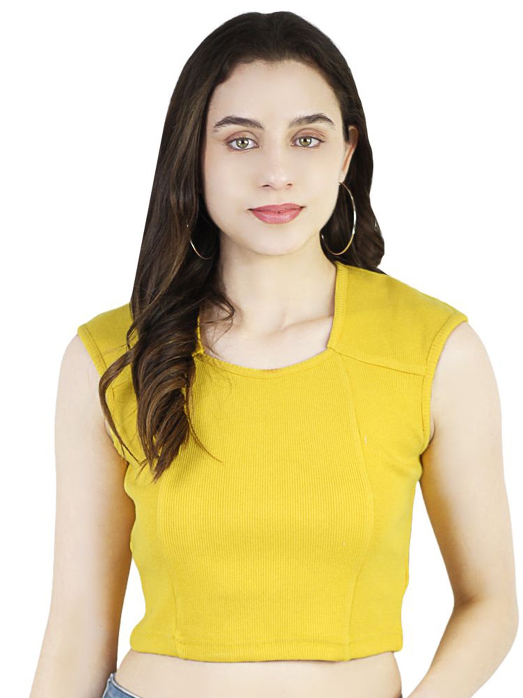 

ARTYSKA Women Sweetheart Neck Fitted Crop Top, Yellow