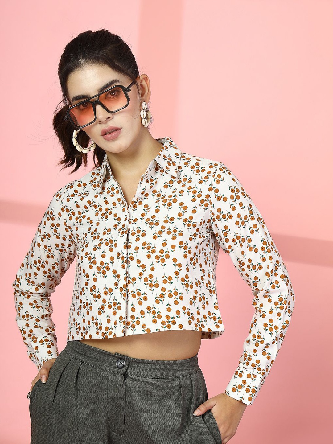 

DressBerry Women Relaxed Floral Opaque Printed Casual Shirt, Mustard