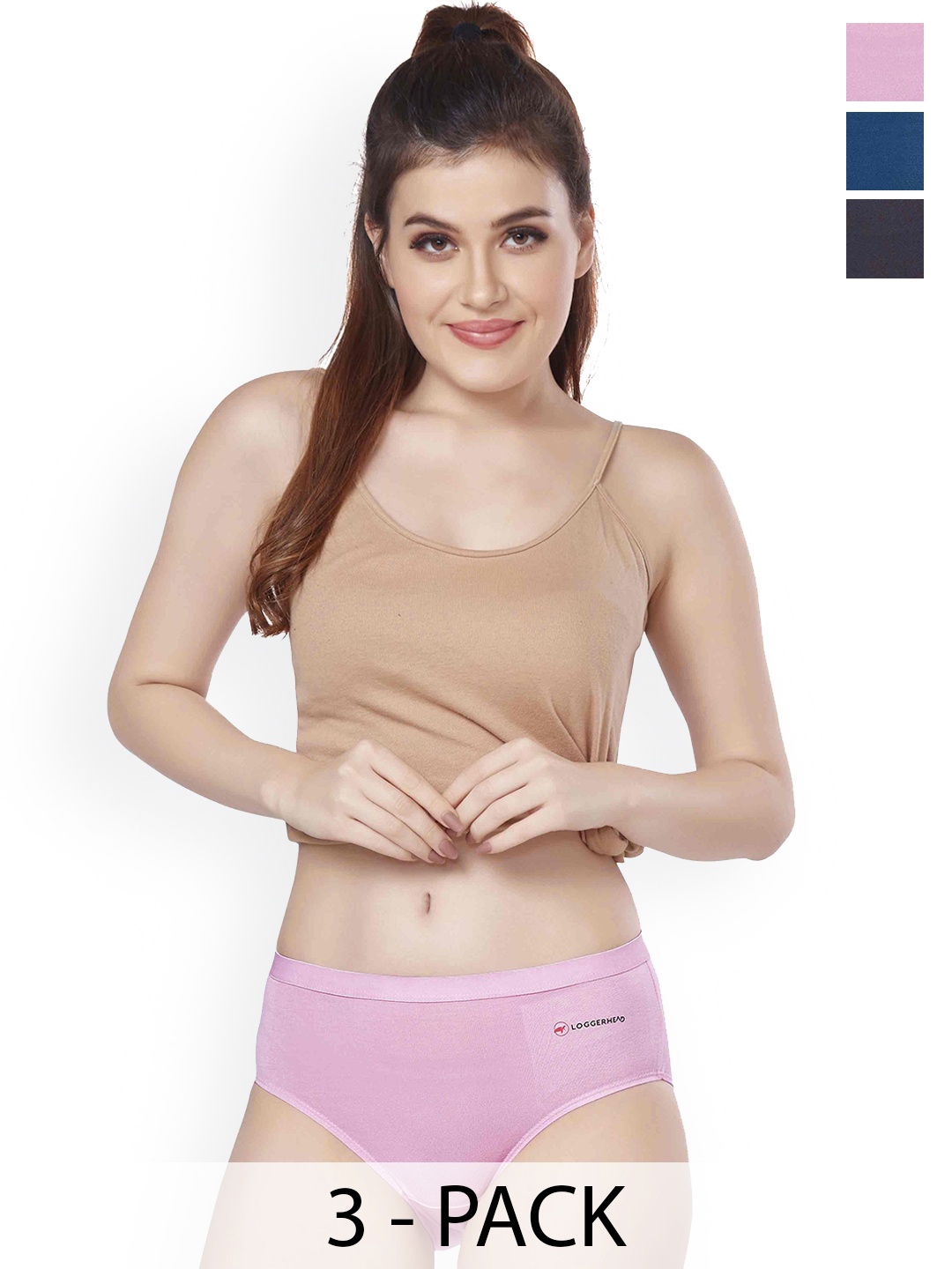 

LOGGERHEAD Pack Of 3 Hipster Briefs DarkGrey-Royal-Pink, Blue
