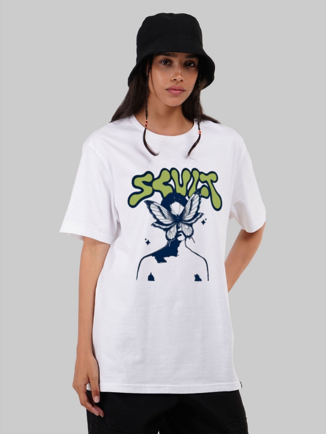 

Underrated Club Women Printed Bio Finish Raw Edge T-shirt, White