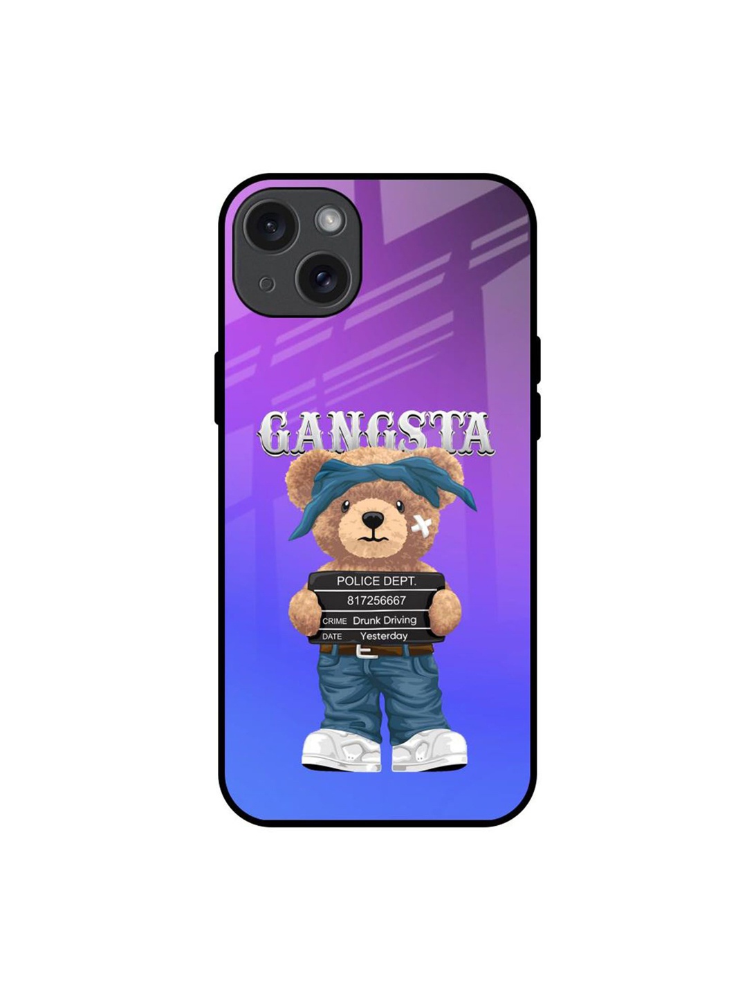 

QRIOH Gangsta Bear Printed iPhone 15 Plus Back Case, Purple