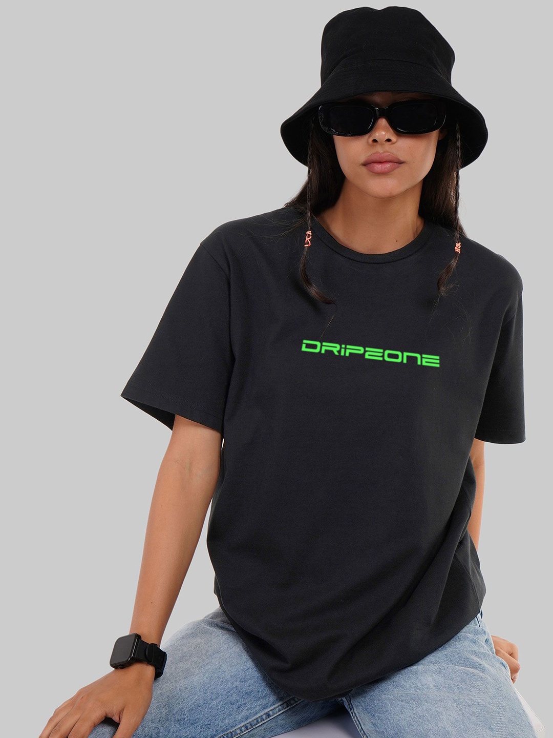 

Underrated Club Women Varsity Printed Bio Finish Applique T-shirt, Black
