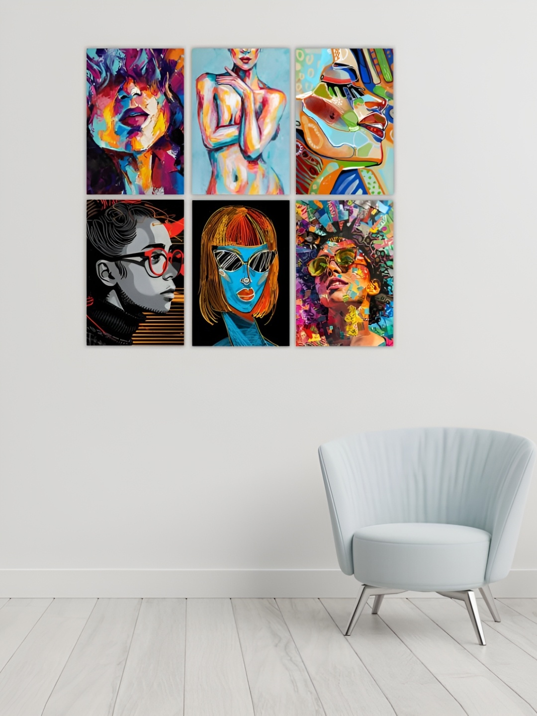 

CVANU Black And Blue 6 Pieces Printed Paper Wall Poster