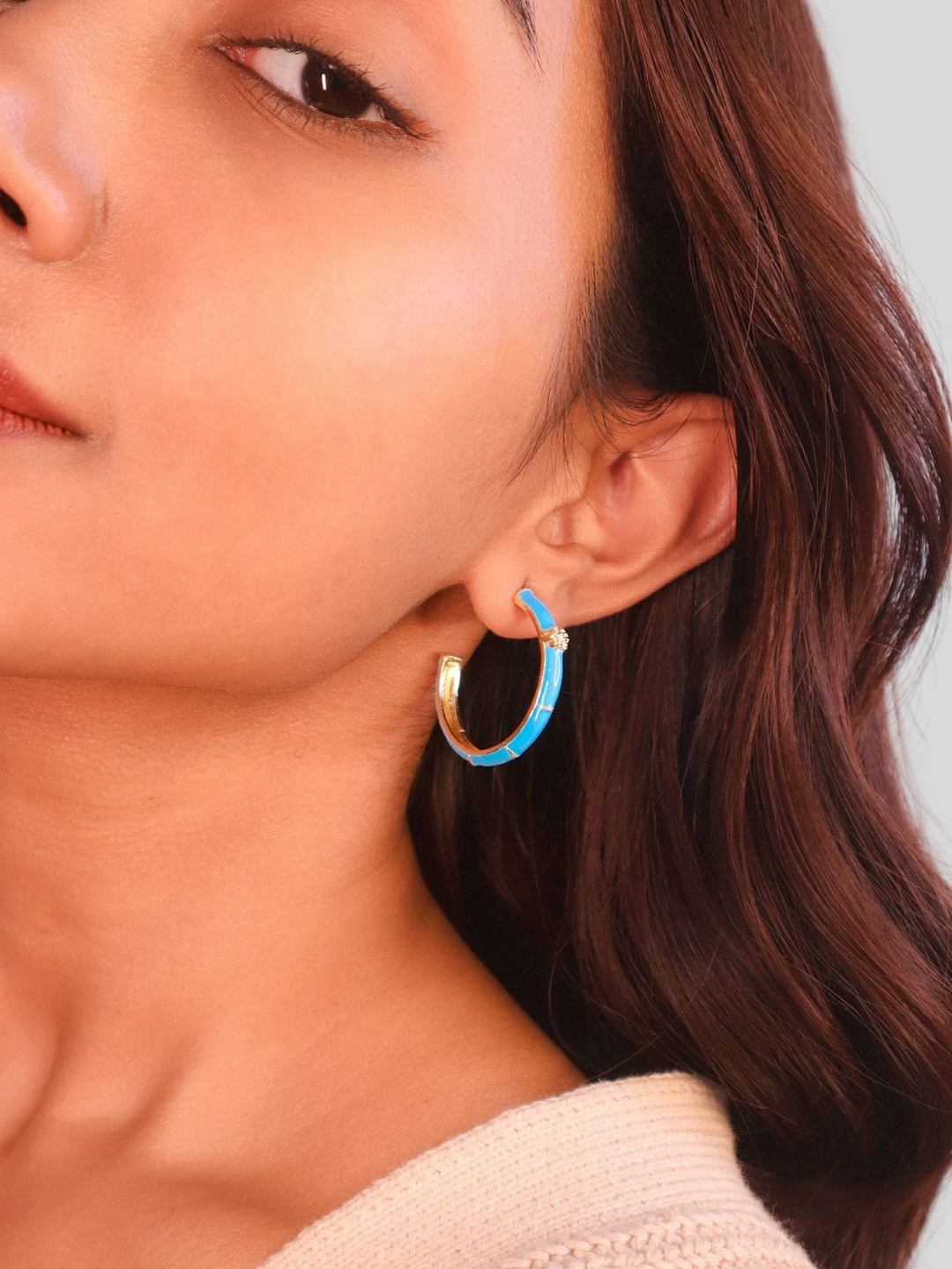 

House of Pehr Brass Circular Hoop Earrings, Blue