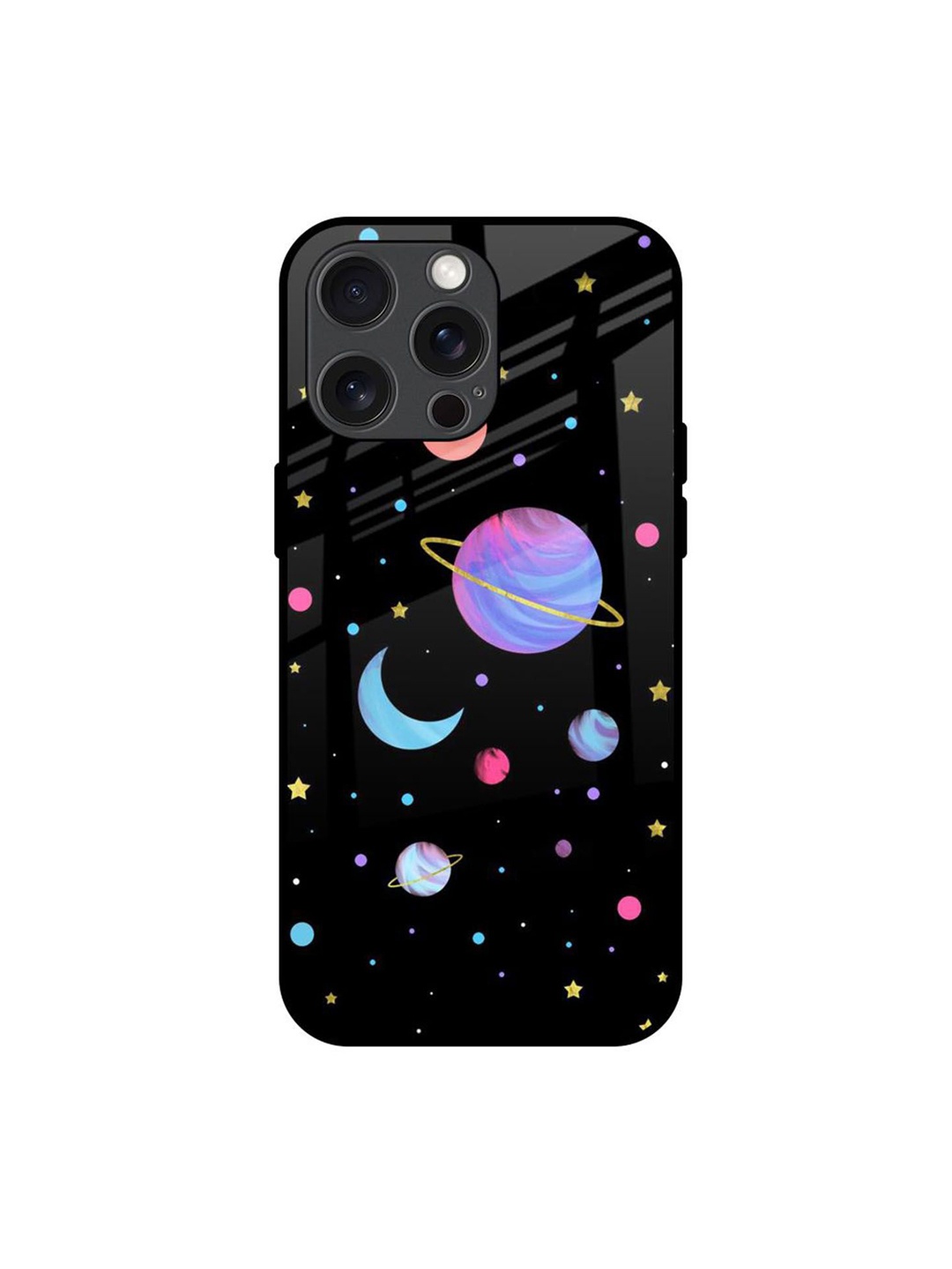 

QRIOH Planet Play Printed iPhone 15 Pro Max Back Case, Black