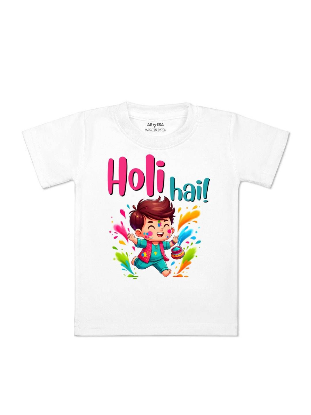 

Arvesa Holi Hai Printed Regular Fit Tshirt, White