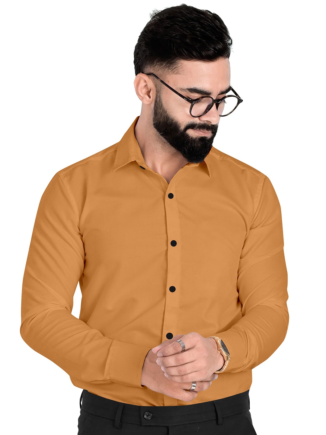 

Fashion FRICKS Men Classic Semi Sheer Casual Shirt, Mustard