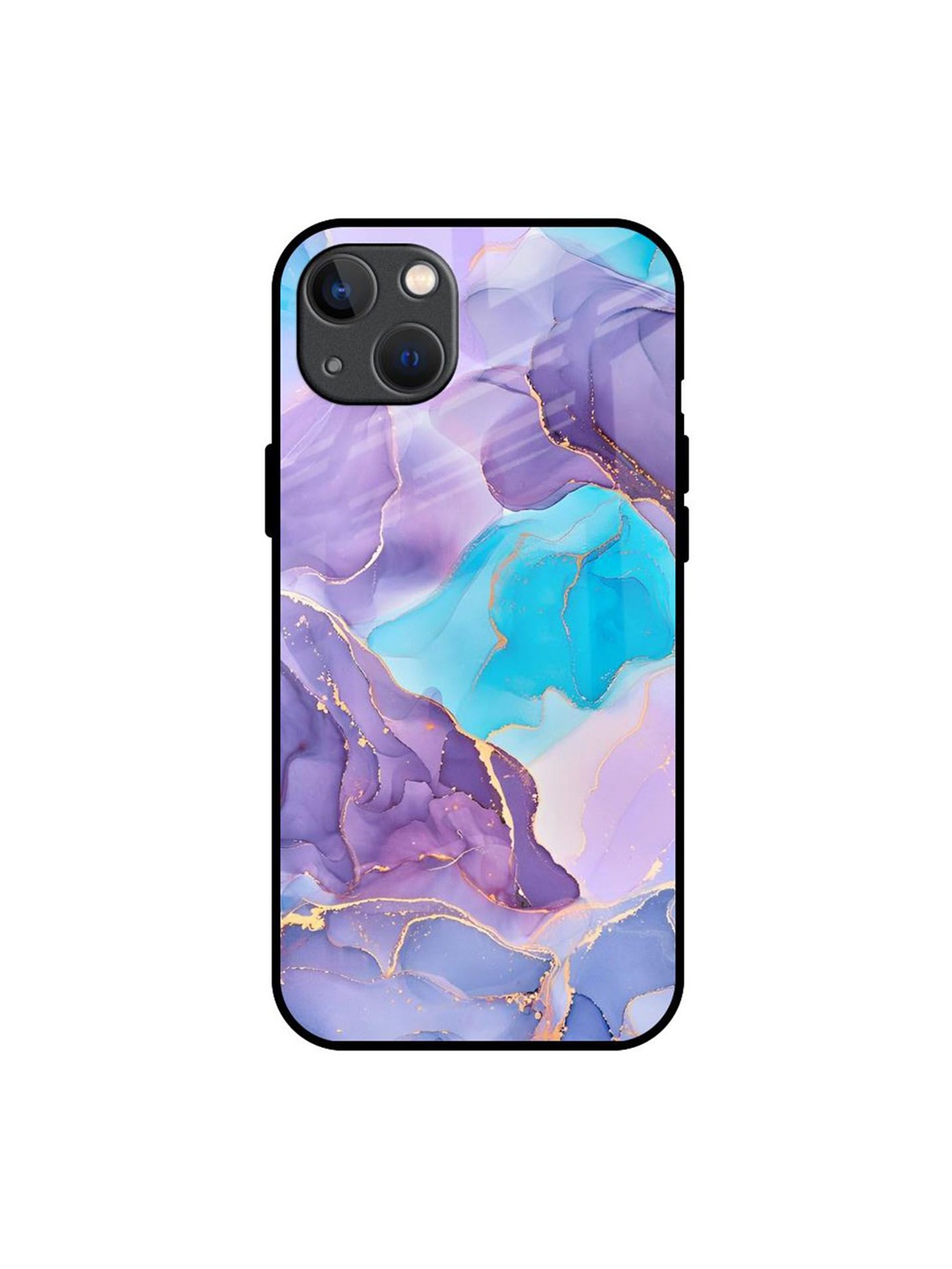 

QRIOH Alcohol ink Marble Real Printed iPhone 13 Back Case, Blue