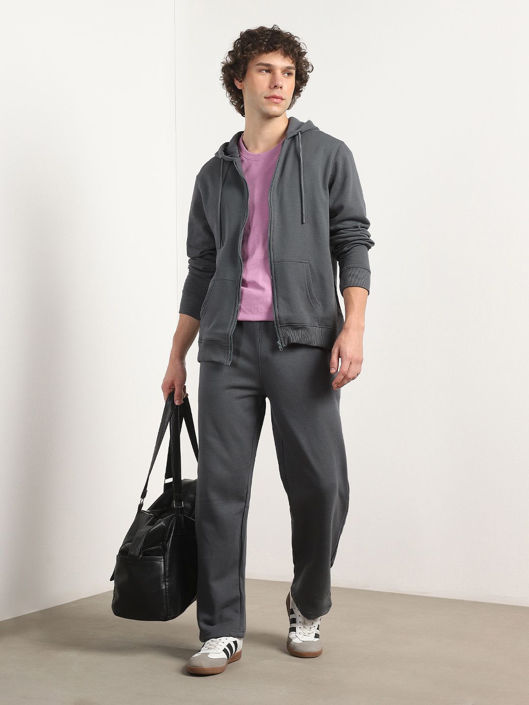 

NOBERO Men Hooded Oversized Heavy Duty Co-Ords Set, Grey