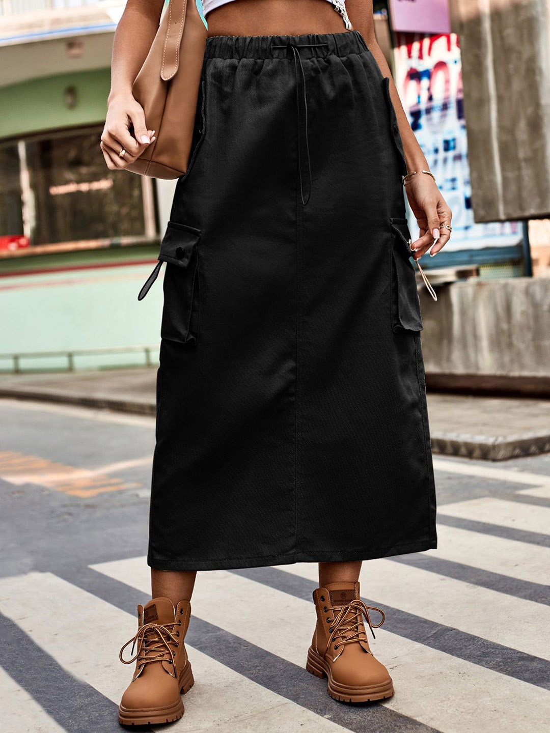 

StyleCast A-Line Midi Cotton Skirts, Black