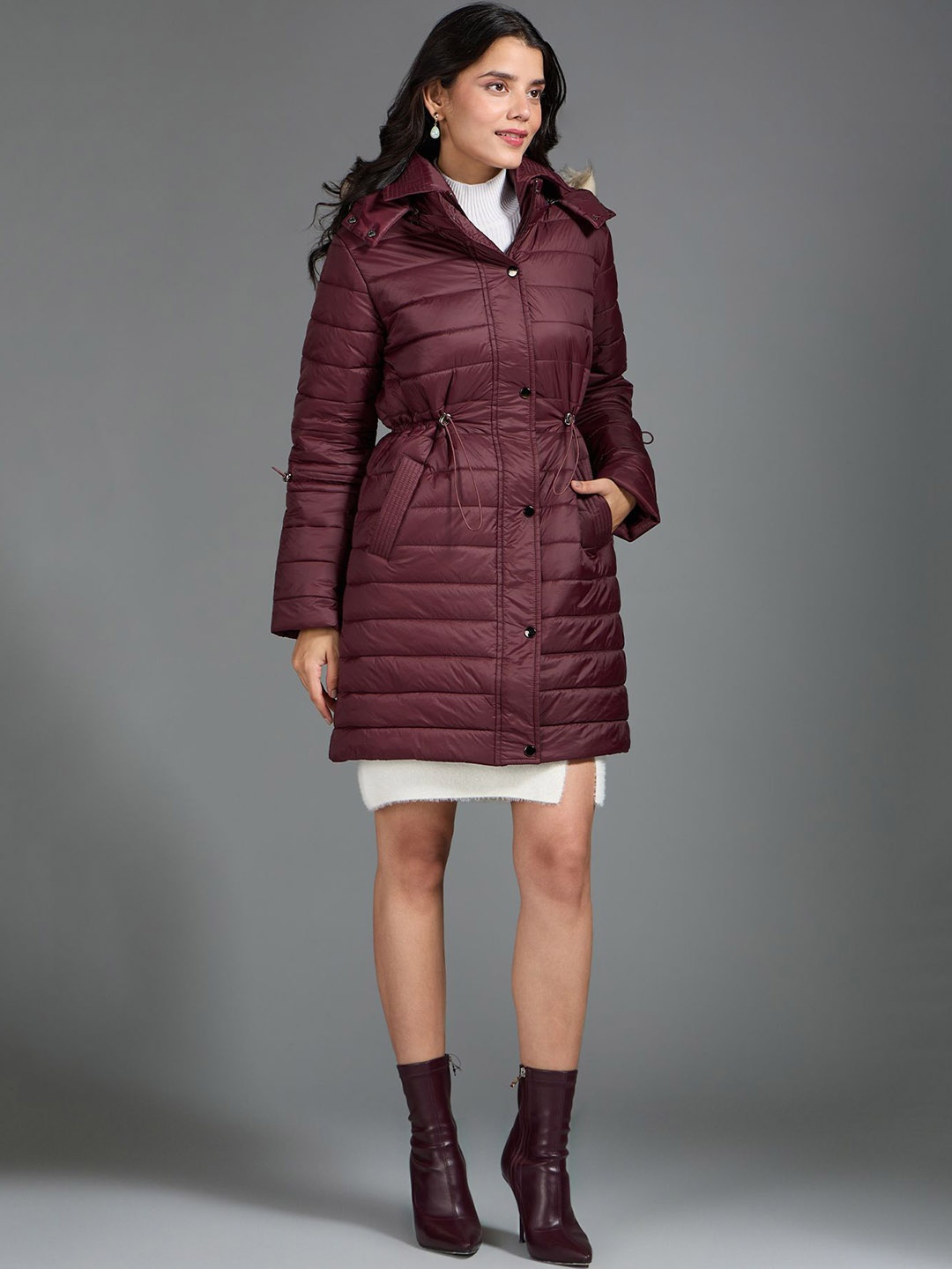 

20Dresses Women Longline Puffer Jacket, Maroon