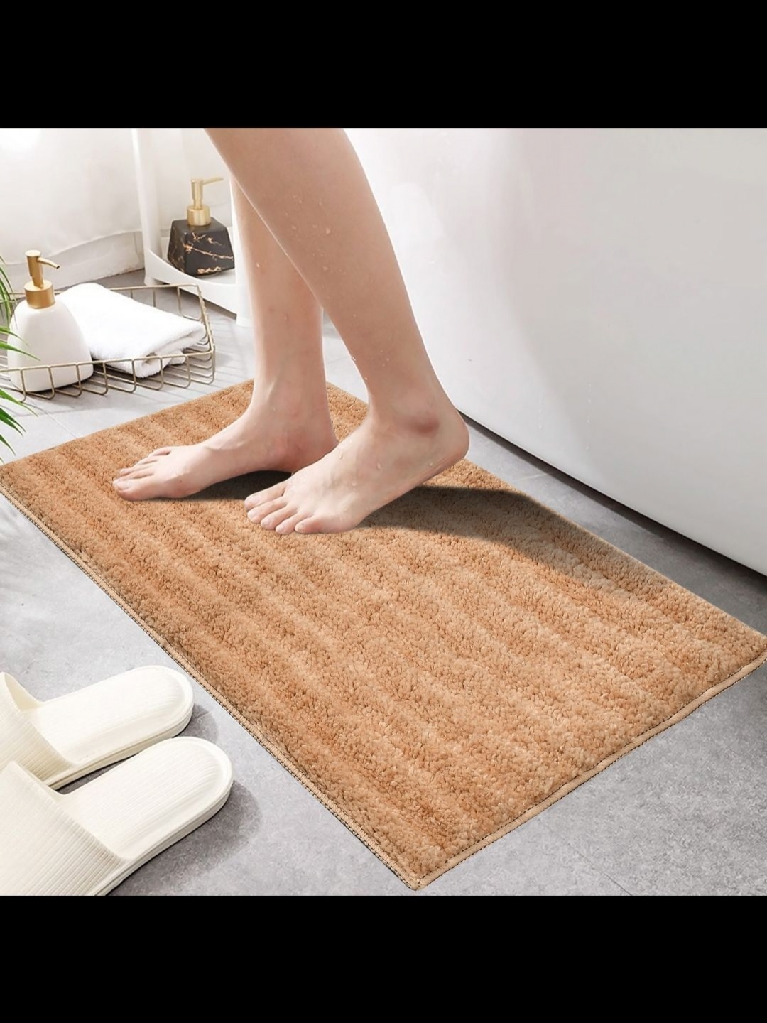 

MAA HOME CONCEPT Beige Textured Microfiber Anti Skid 1600GSMBathMat