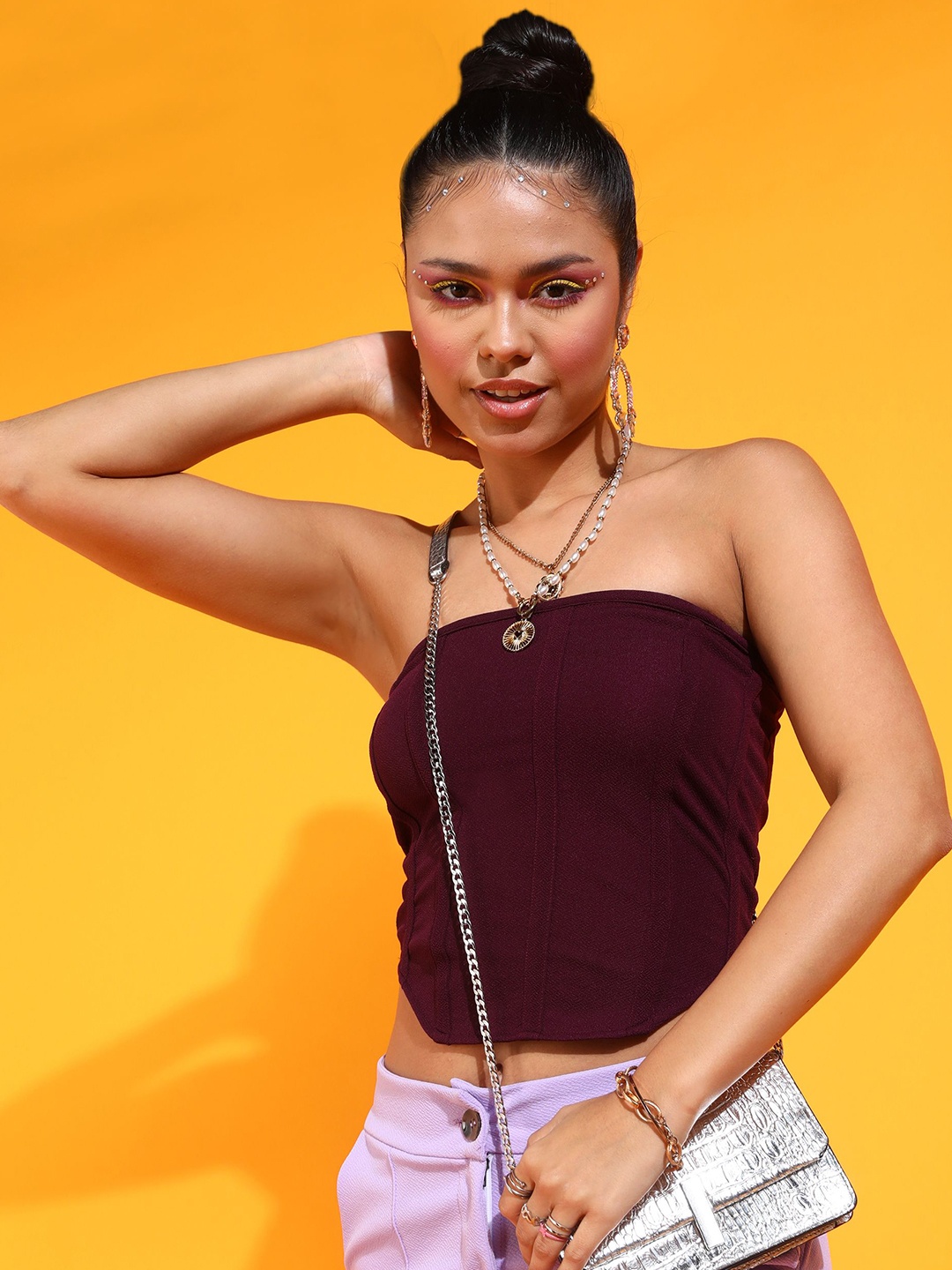 

DressBerry Off-Shoulder Tube Crop Top, Purple