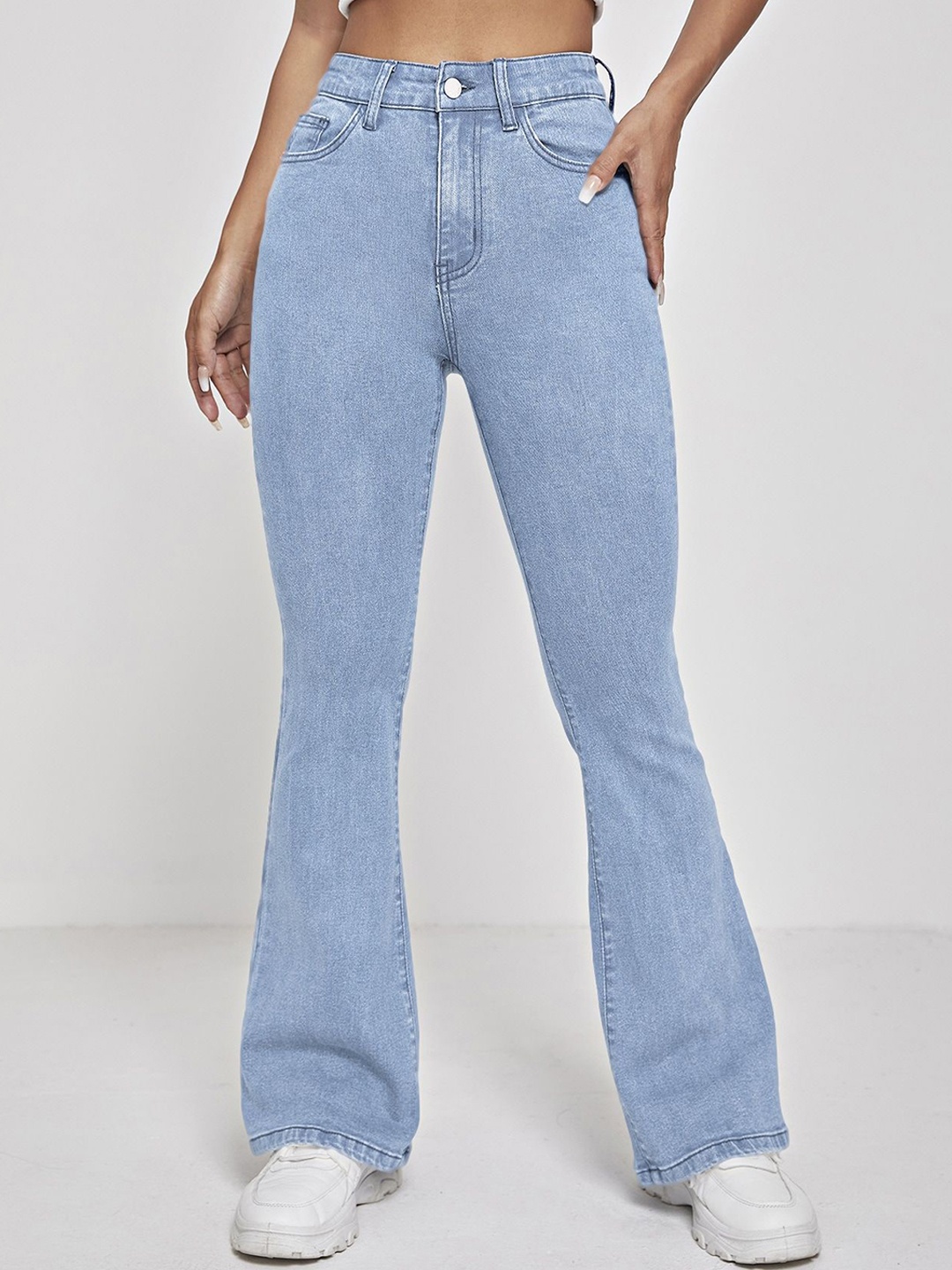 

KATECLO Women Comfort High-Rise Bootcut Stretchable Jeans, Blue
