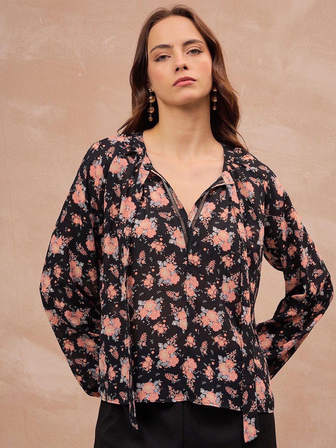 

all about you Floral Print Top, Black