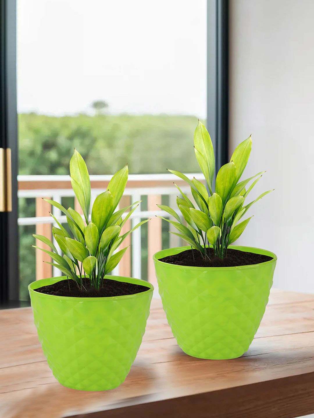 

Kuber Industries Green 6 Pieces Textured Planters
