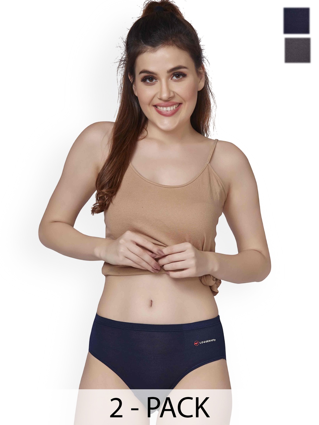 

LOGGERHEAD Pack Of 2 Hipster Briefs LHMH013-DarkGrey-NavyBlue, Grey