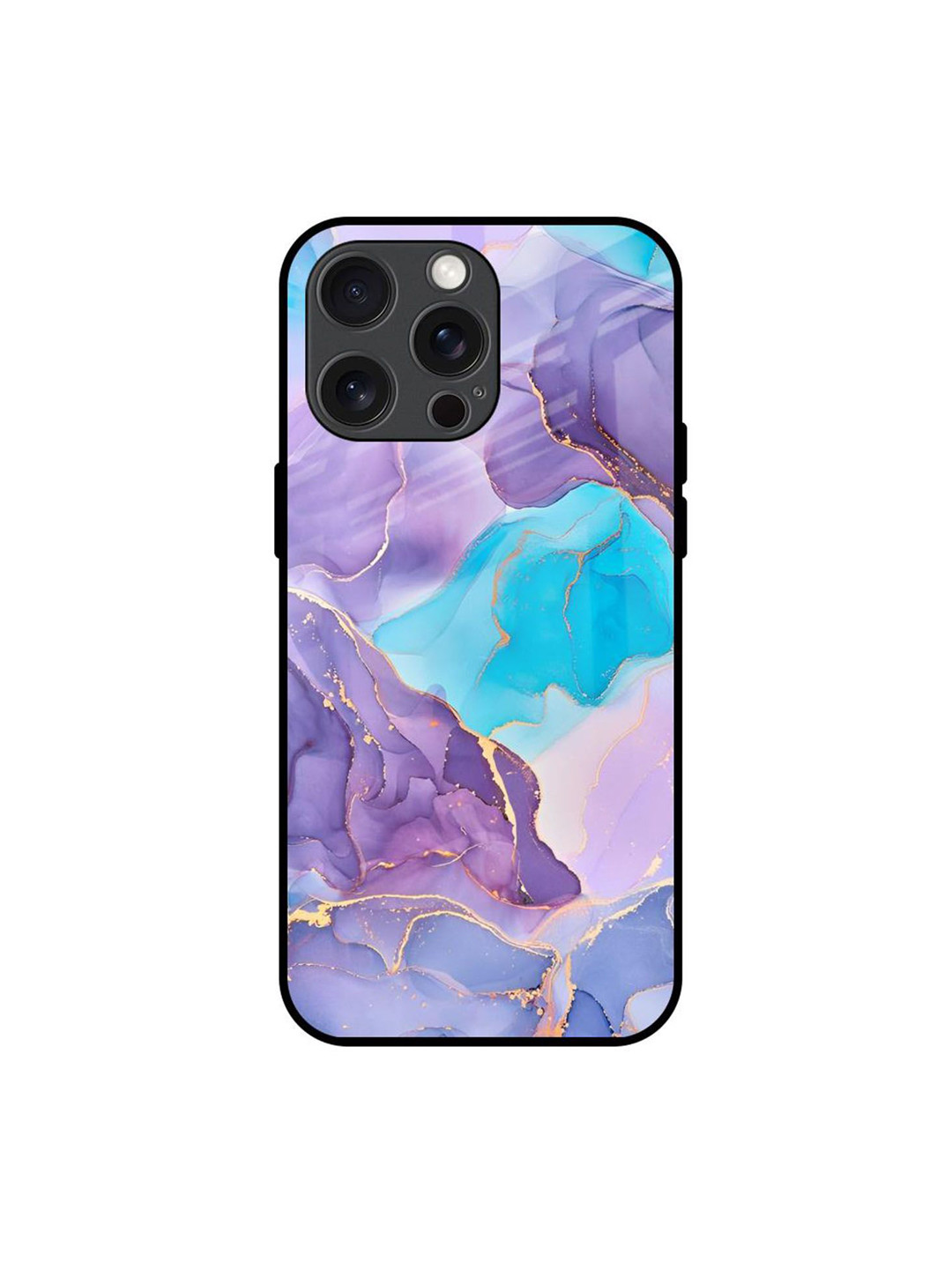 

QRIOH Alcohol ink Marble Real Printed iPhone 15 Pro Max Back Case, Purple
