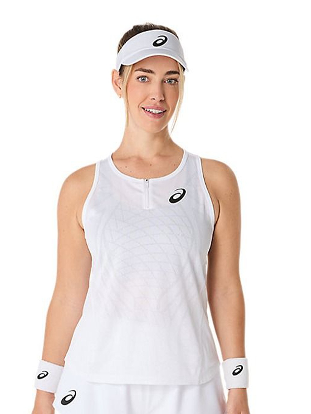 

ASICS Women Self Design Round Neck Slim Fit T-shirt, White