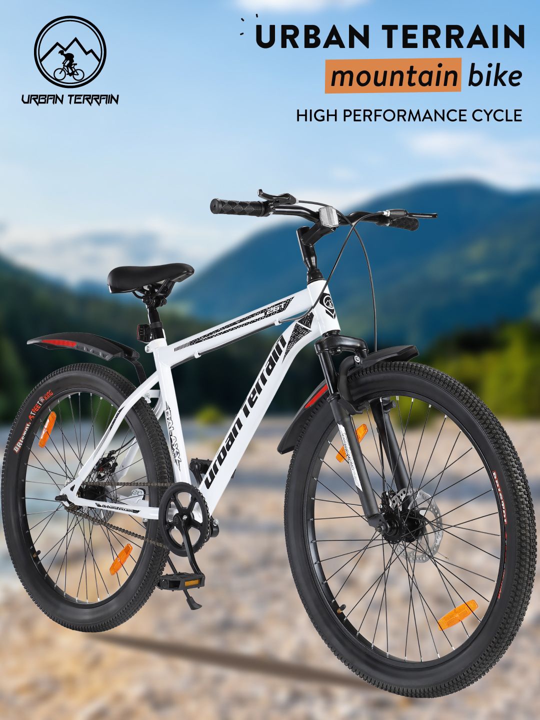 

URBAN TERRAIN Galaxy Pro Steel 26T Single Speed Mountain Bike, White