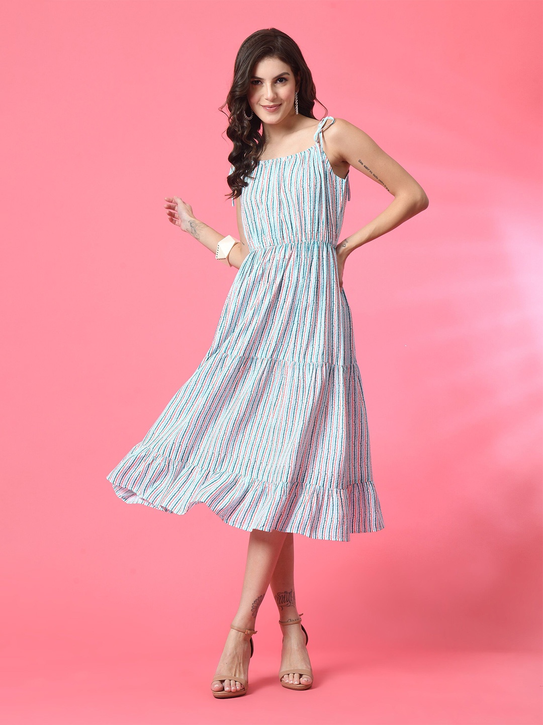 

Metronaut Striped A-Line Midi Dress, Multi