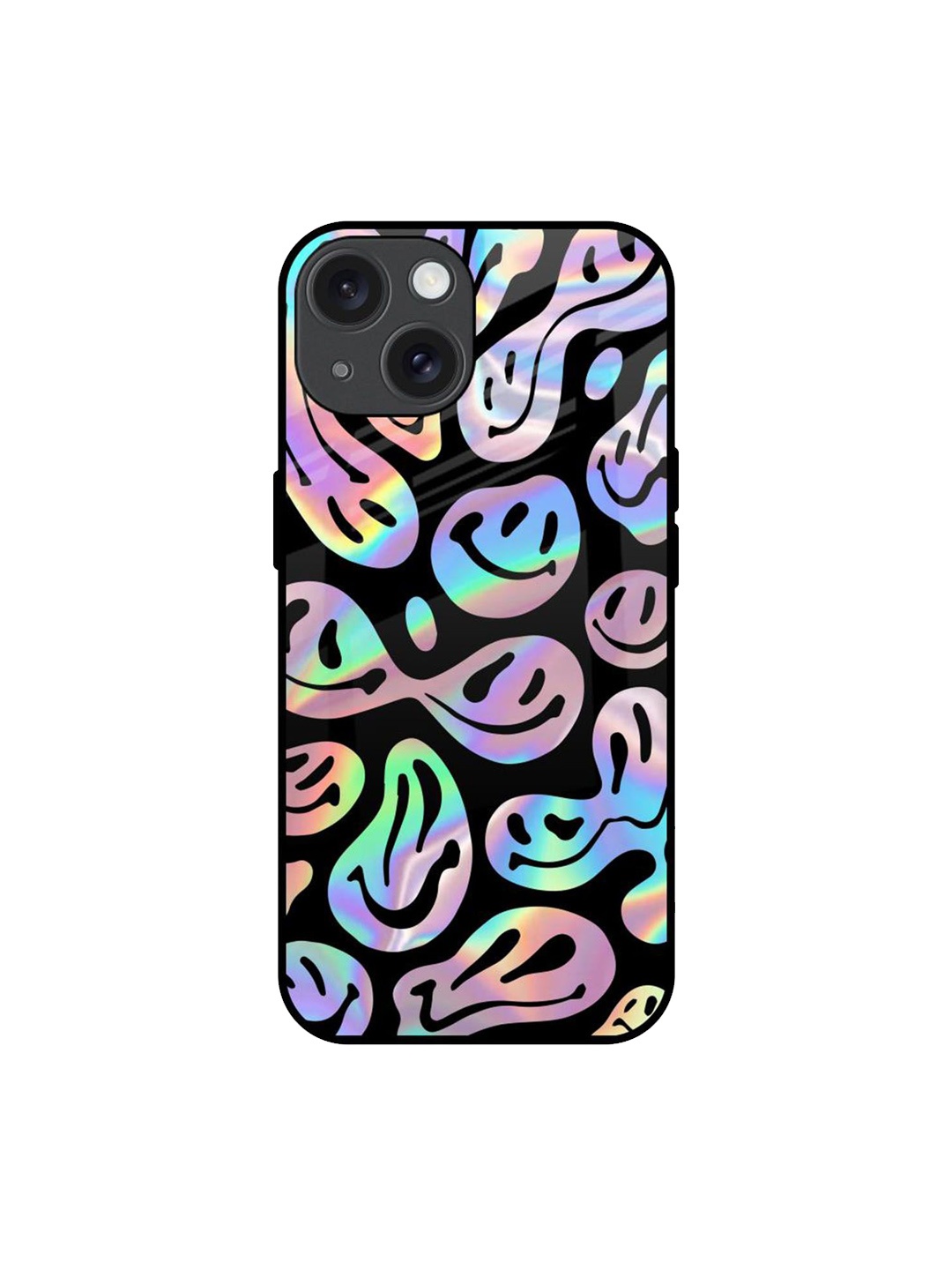 

QRIOH Acid Smile Printed iPhone 15 Back Case, Black