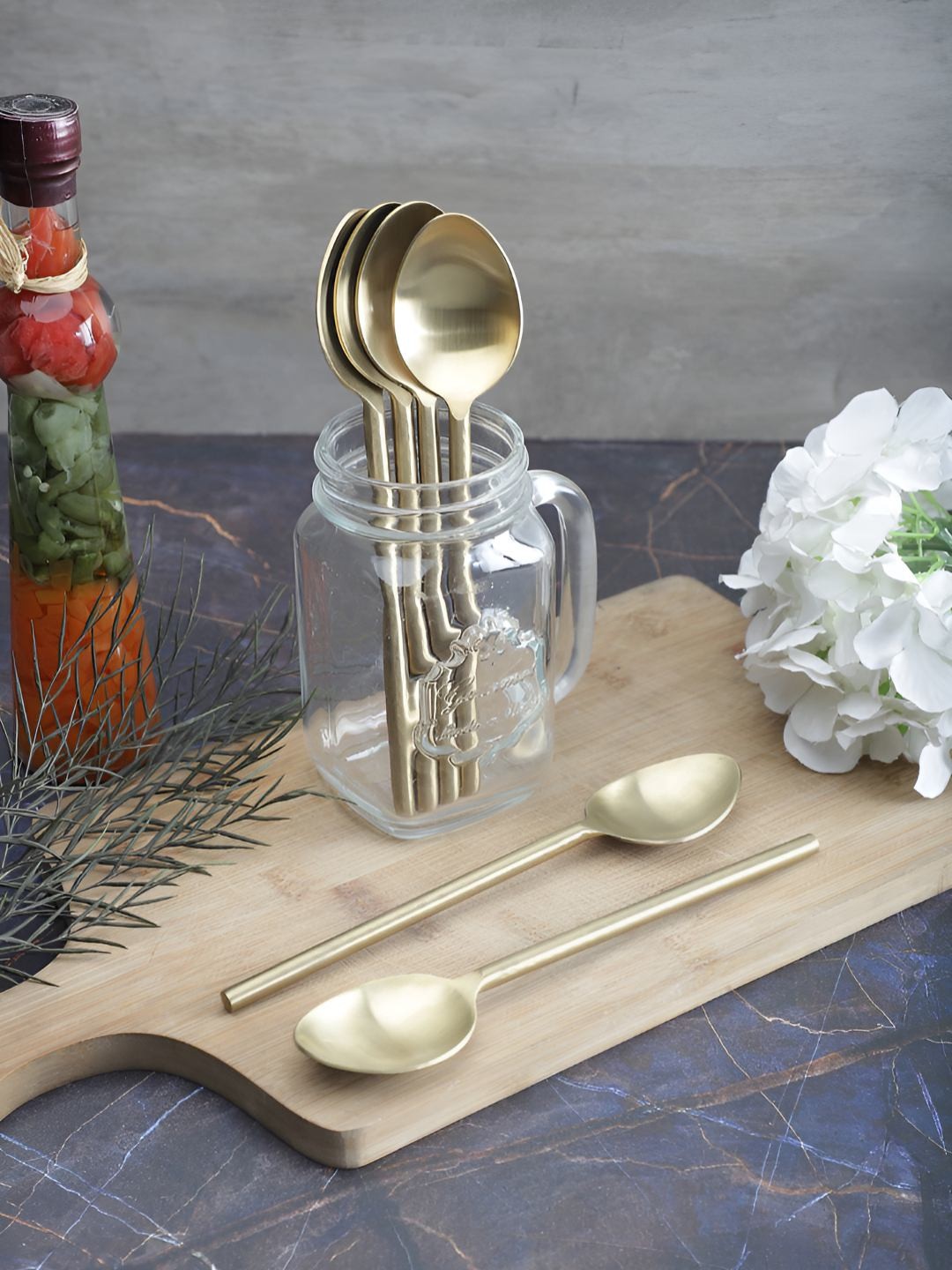 

Myntra Elegant Homes Imperial 6 Pieces Gold-Toned Stainless Steel Table Spoon