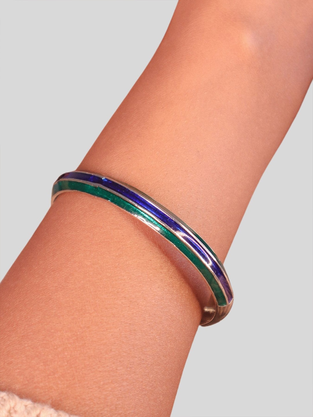 

House of Pehr Women Brass Meenakari Cuff Bracelet, Blue