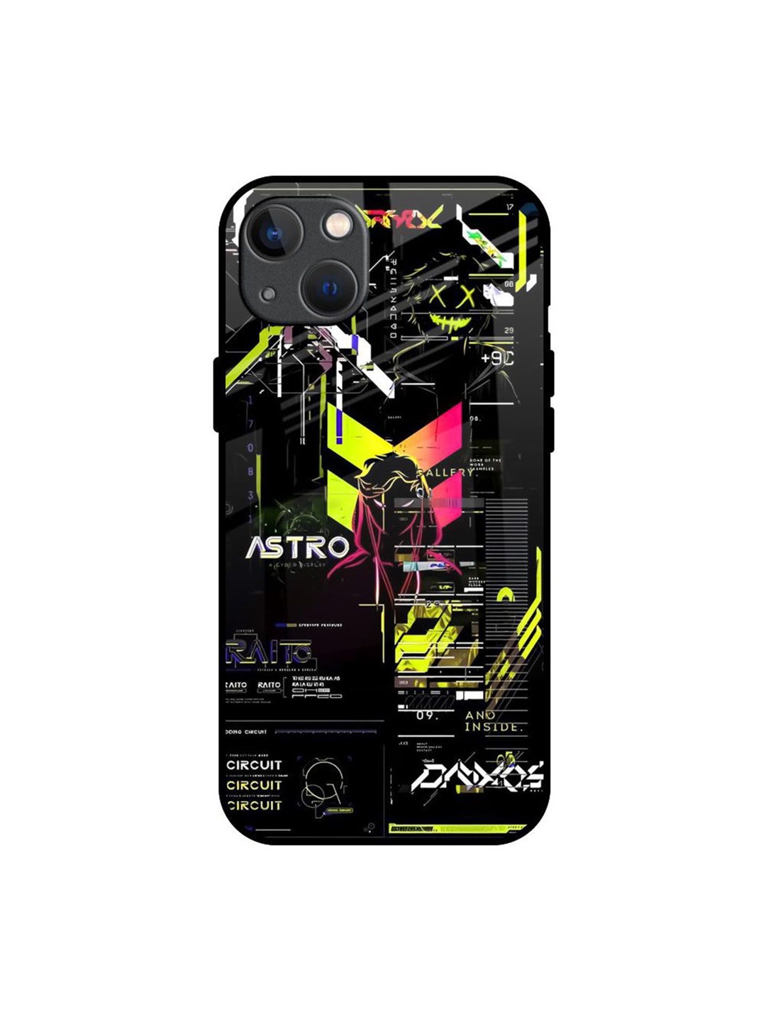 

QRIOH Astro Glitch Printed iPhone 13 Back Case, Black