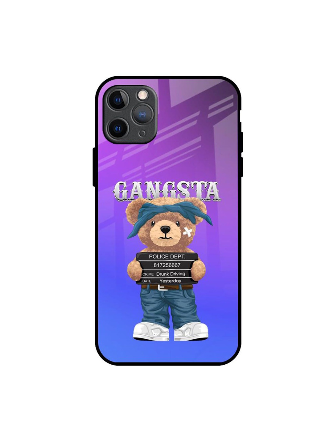 

QRIOH Gangsta Bear Printed iPhone 11 Pro Max Back Case, Purple