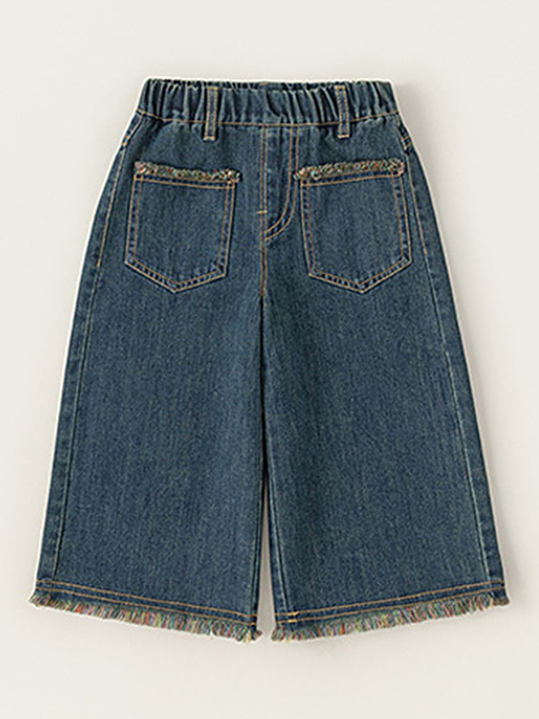

LULU & SKY Girls Wide Leg High-Rise Low Distress Jeans, Blue