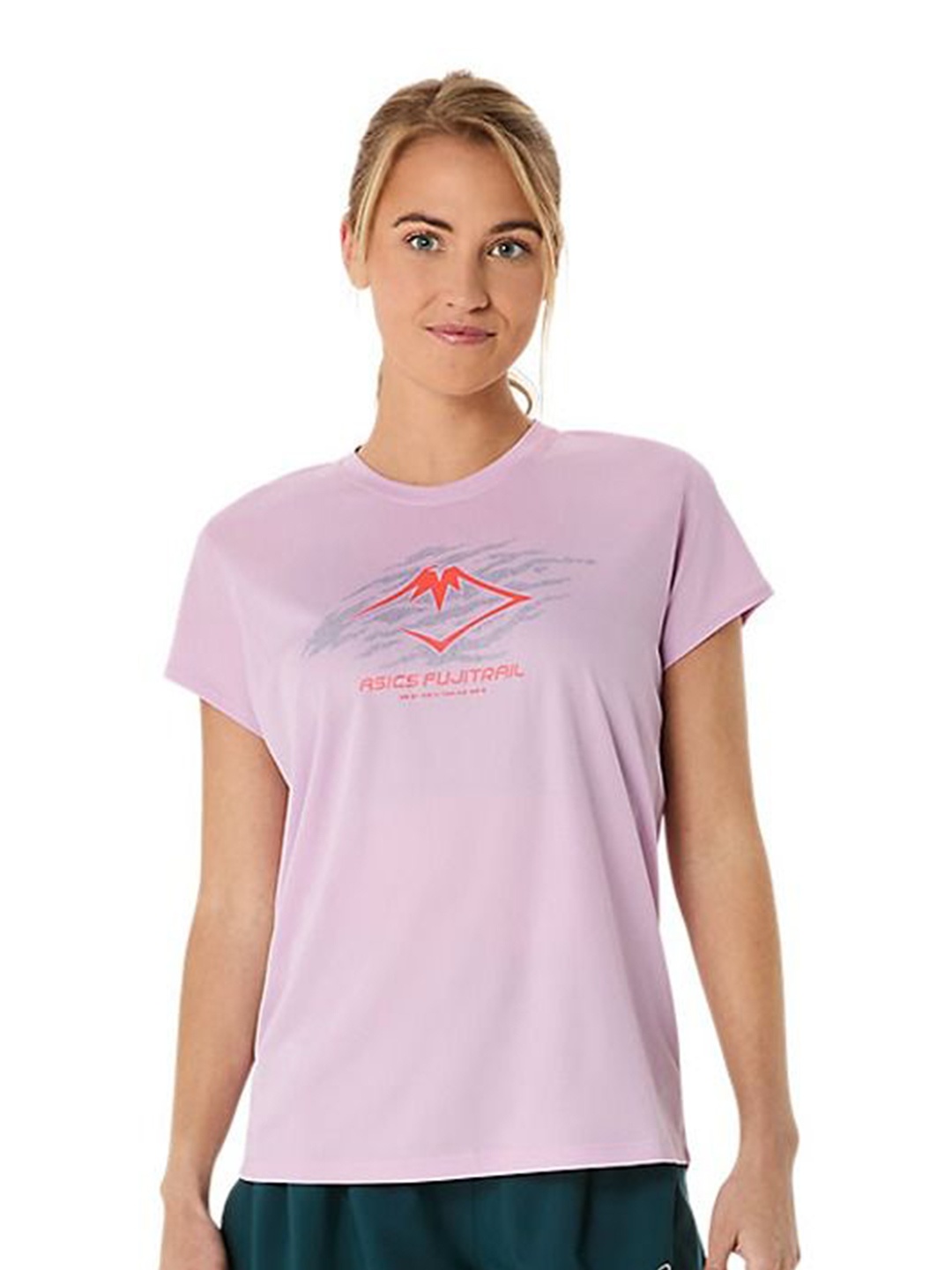 

ASICS Women Graphic Printed Round Neck Running Sports T-shirt, Lavender
