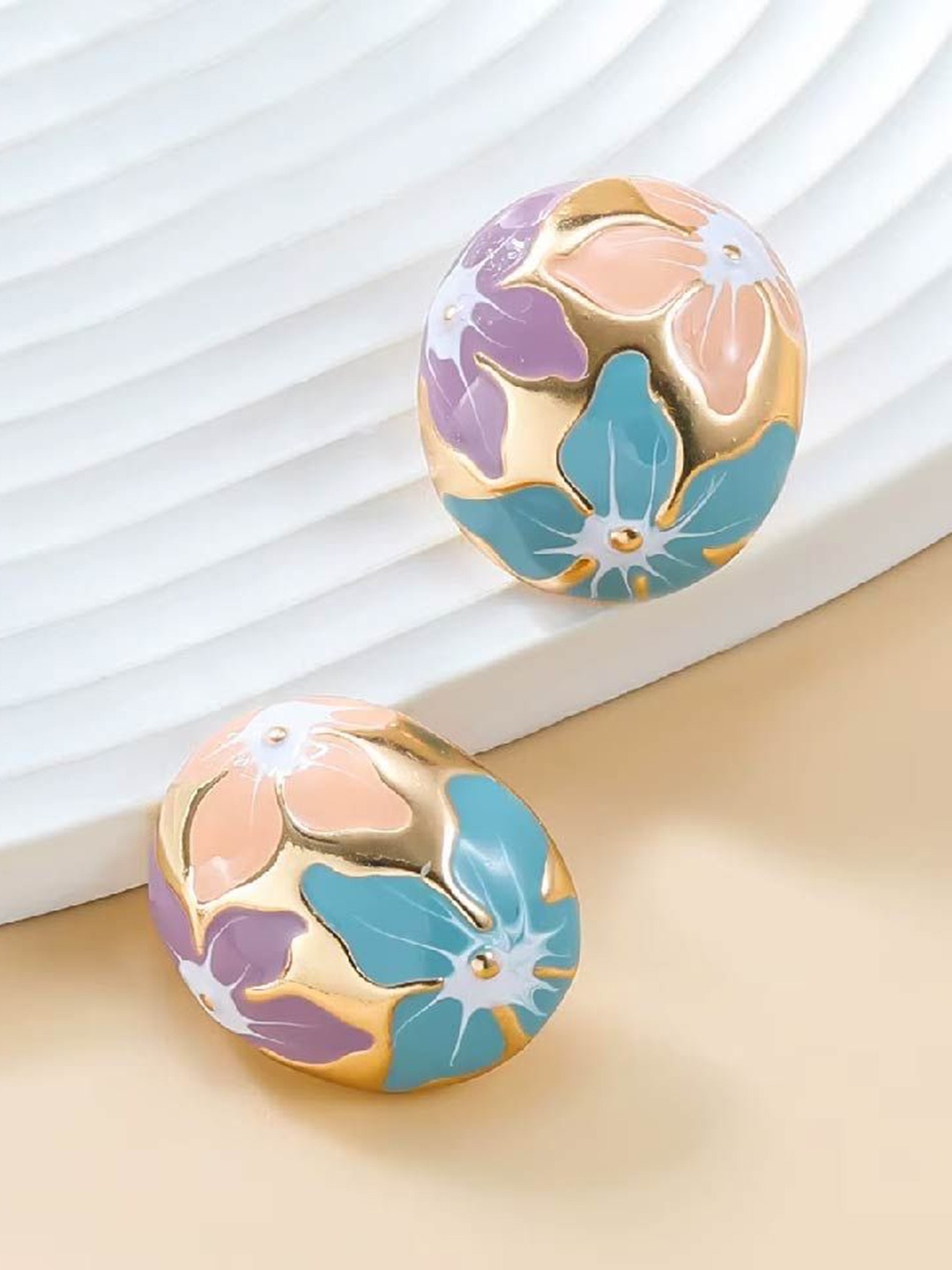 

DKane Designs Oval Shaped Studs, Peach