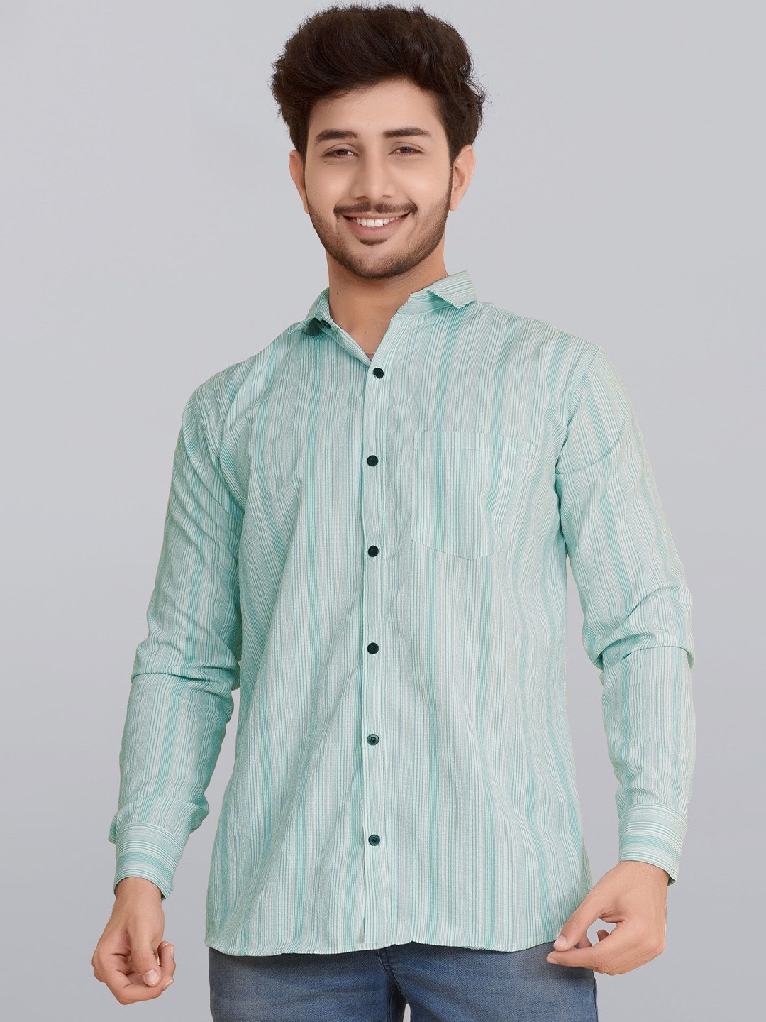 

Fashion FRICKS Men Classic Semi Sheer Casual Shirt, Lime green