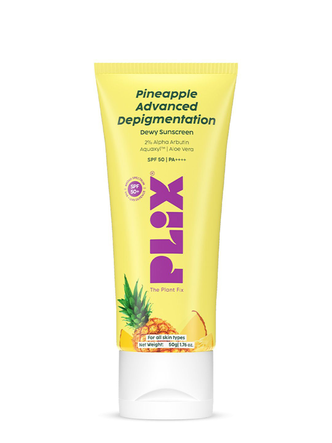 

PLIX Pineapple Depigmentation Sunscreen SPF 50 PA++++ - 50 g, Yellow