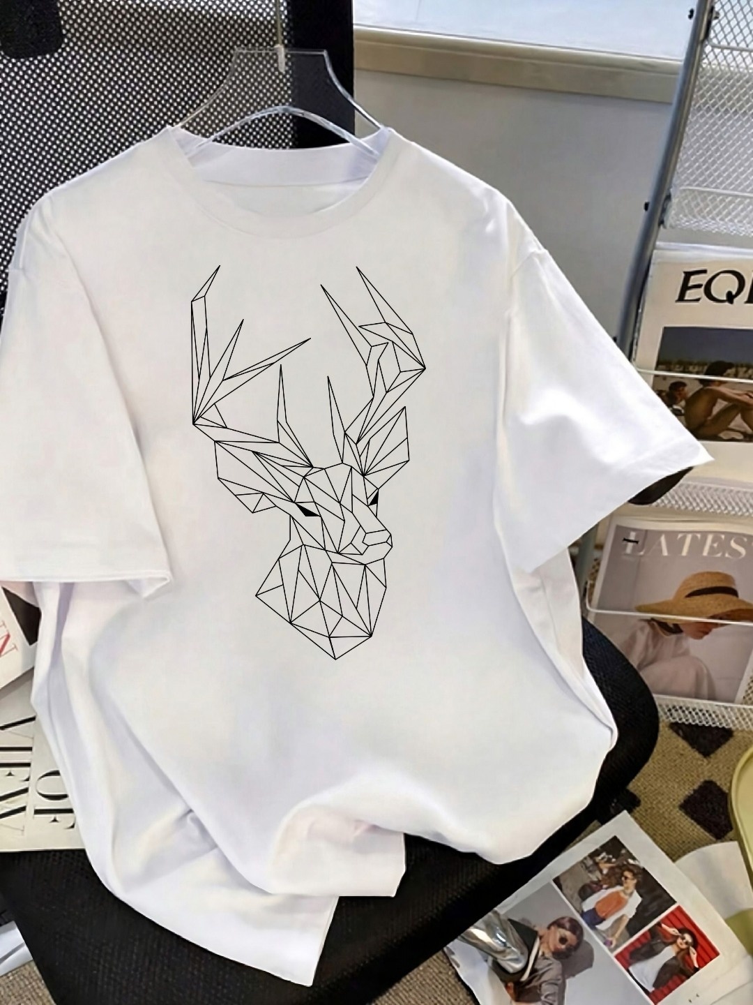 

TOGS & TERRE Women Graphic Printed Round Neck Cotton Oversized T-shirt, White