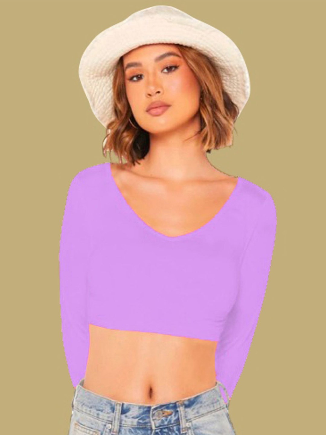 

Dream Beauty Fashion Women V-Neck Fitted Crop Top, Lavender