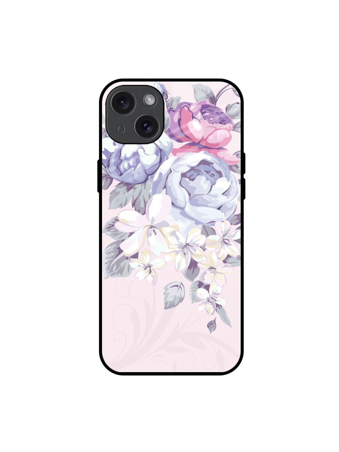 

QRIOH Elegant Floral Printed iPhone 15 Plus Back Case, Purple