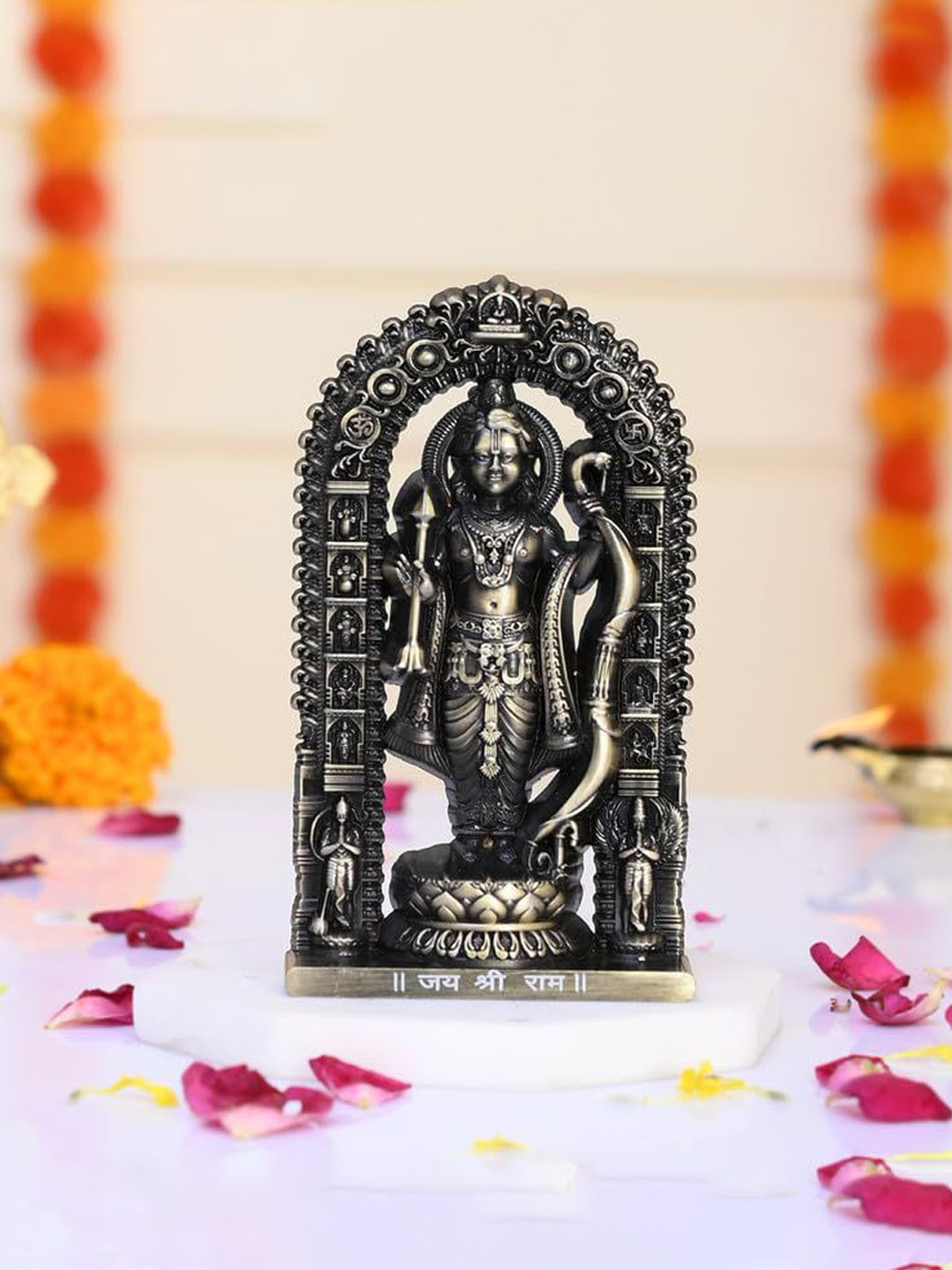 

CRAFTAM Bronze-Toned and Black Shree Ram Lalla Murti Metal Religious Idol Showpiece