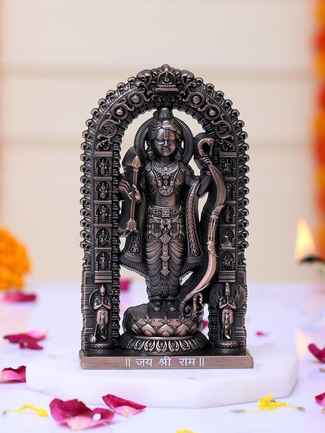 

CRAFTAM Copper-Toned and Black Shree Ram Lalla Murti Metal Religious Idol Showpiece
