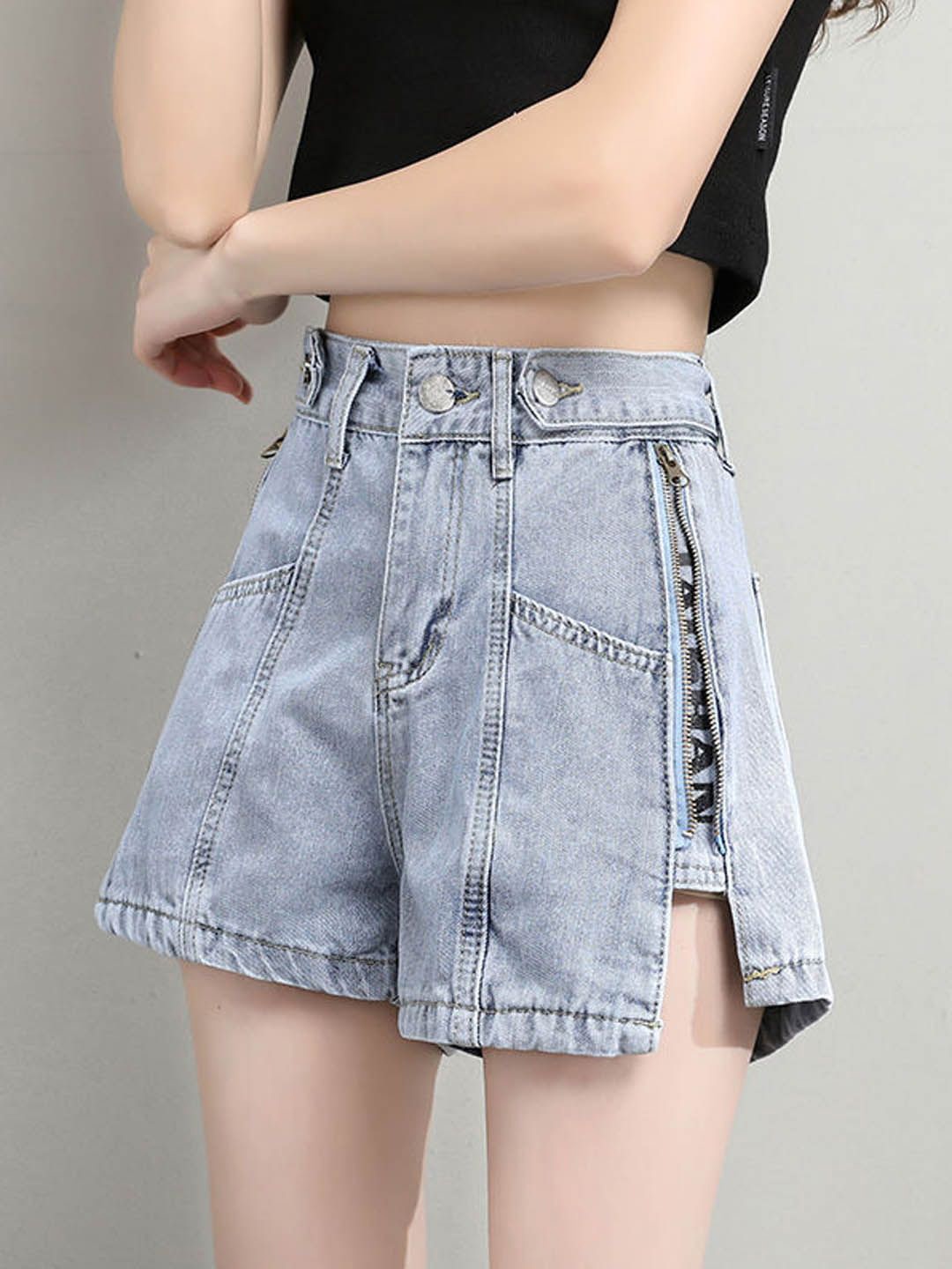 

StyleCast Women Washed Denim Shorts, Blue