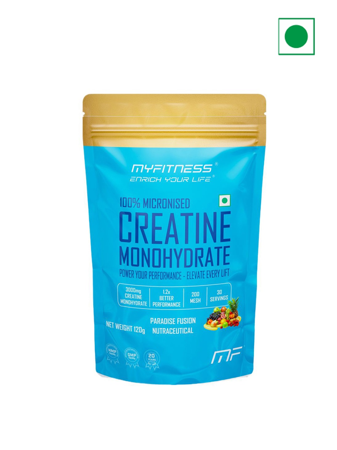 

MYFITNESS 100% Micronized Creatine Monohydrate Paradise Fusion - 120 g, Blue