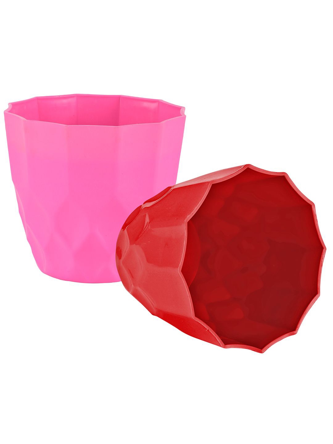 

Kuber Industries Pink & Red 2 Pieces Barfi Pattern Durable Planters