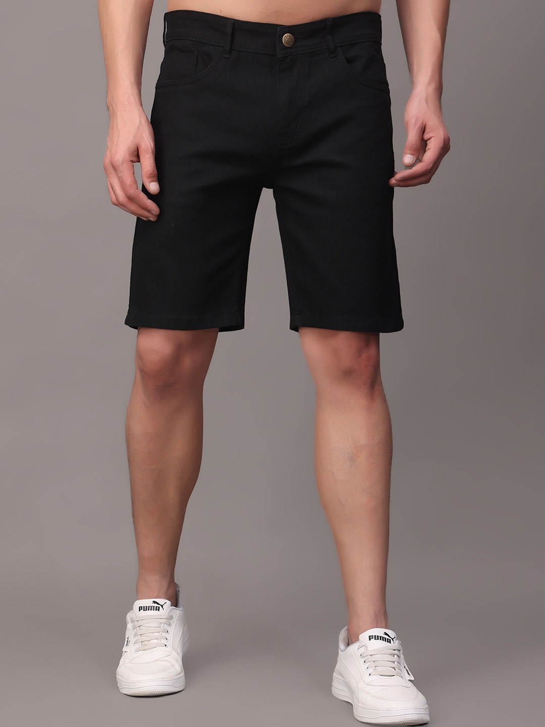 

ZAYSH Men Denim Regular Fit Shorts, Black