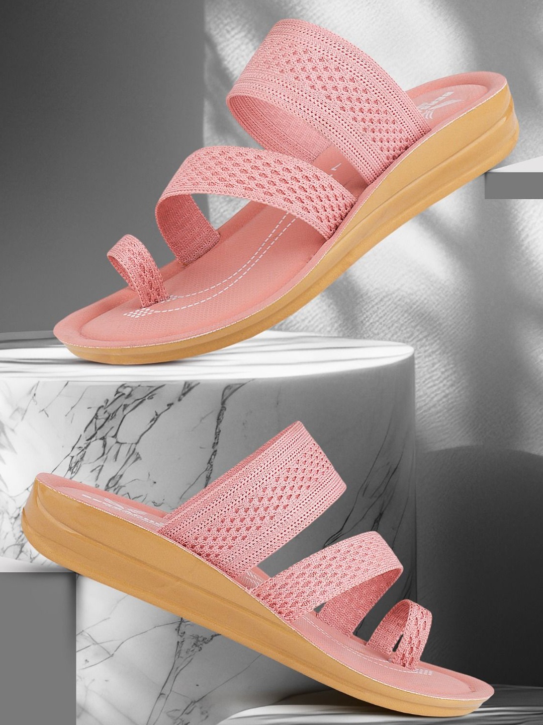 

BERSACHE Flatform Peep Toes Heels, Pink