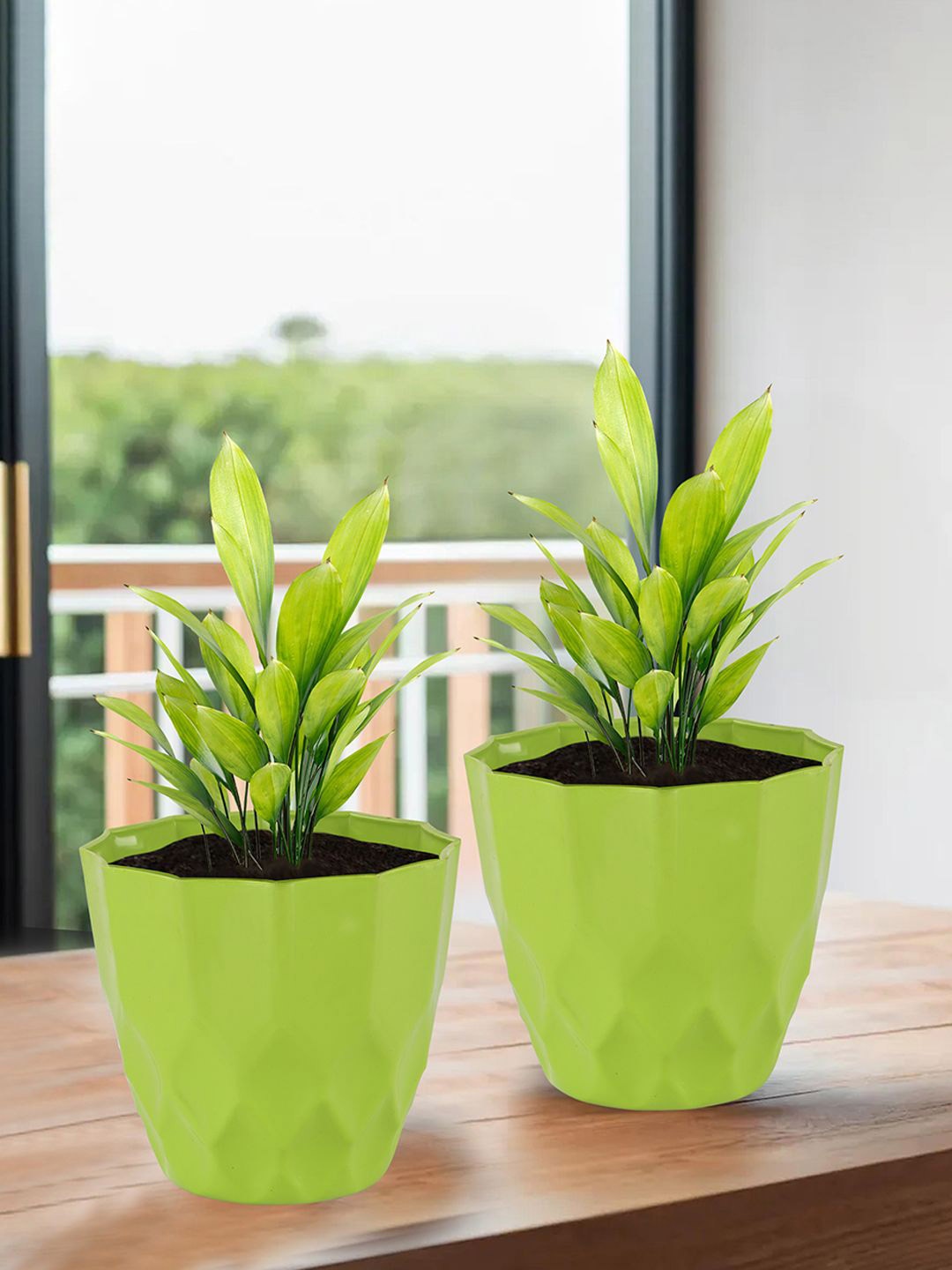 

Kuber Industries Green 6 Pieces Barfi Pattern Durable Planters