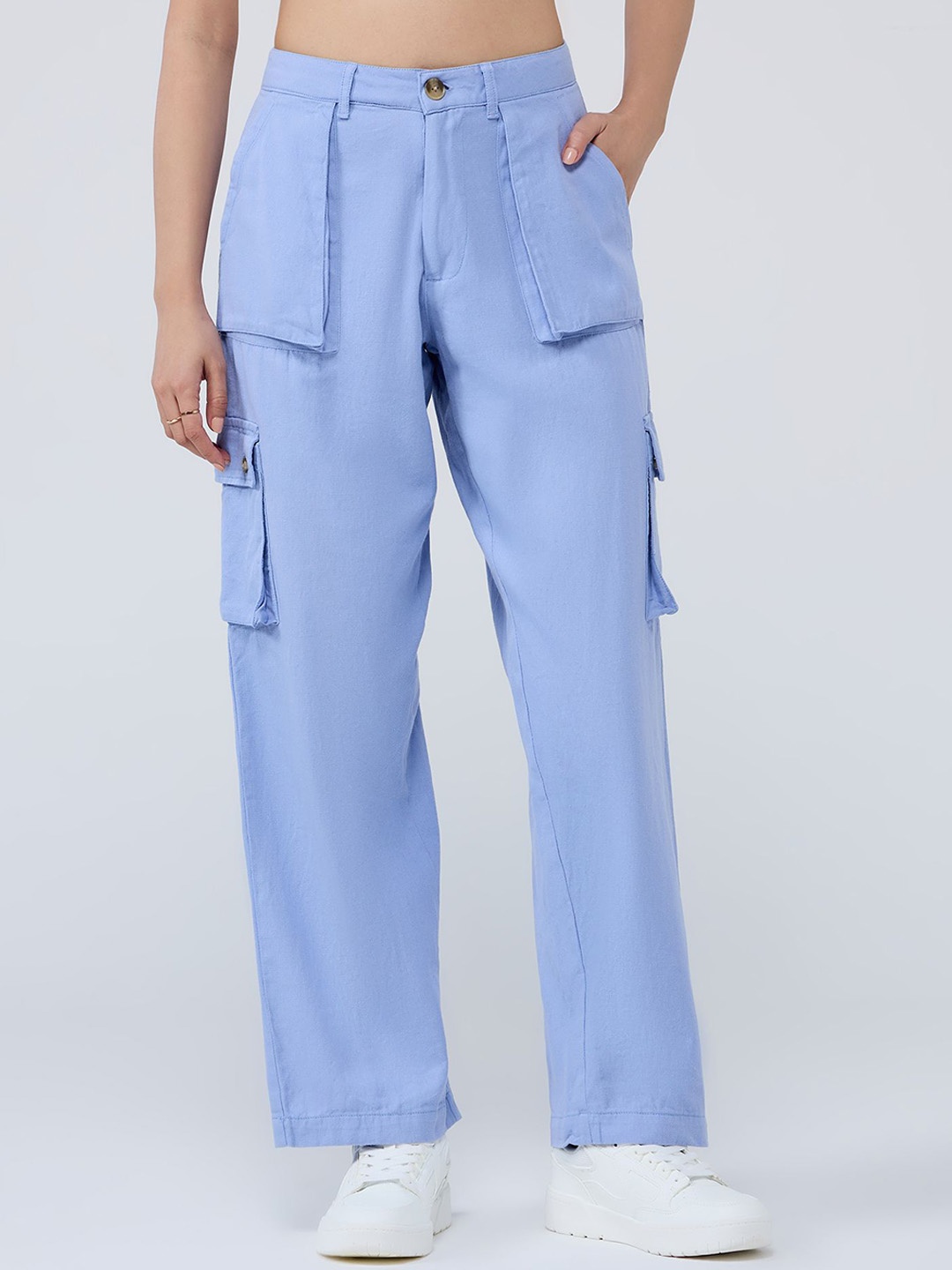 

20Dresses Women High-Rise Cargos Trousers, Blue