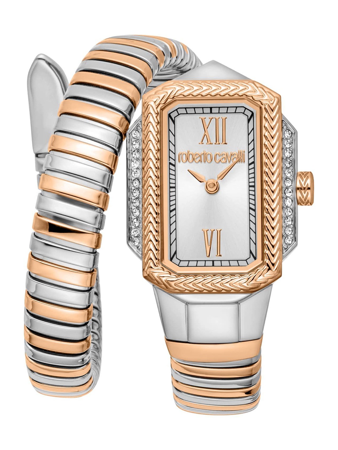 

Roberto Cavalli Women Embellished Dial & Stainless Steel Bracelet Style Straps Analogue Automatic Watch, Multi