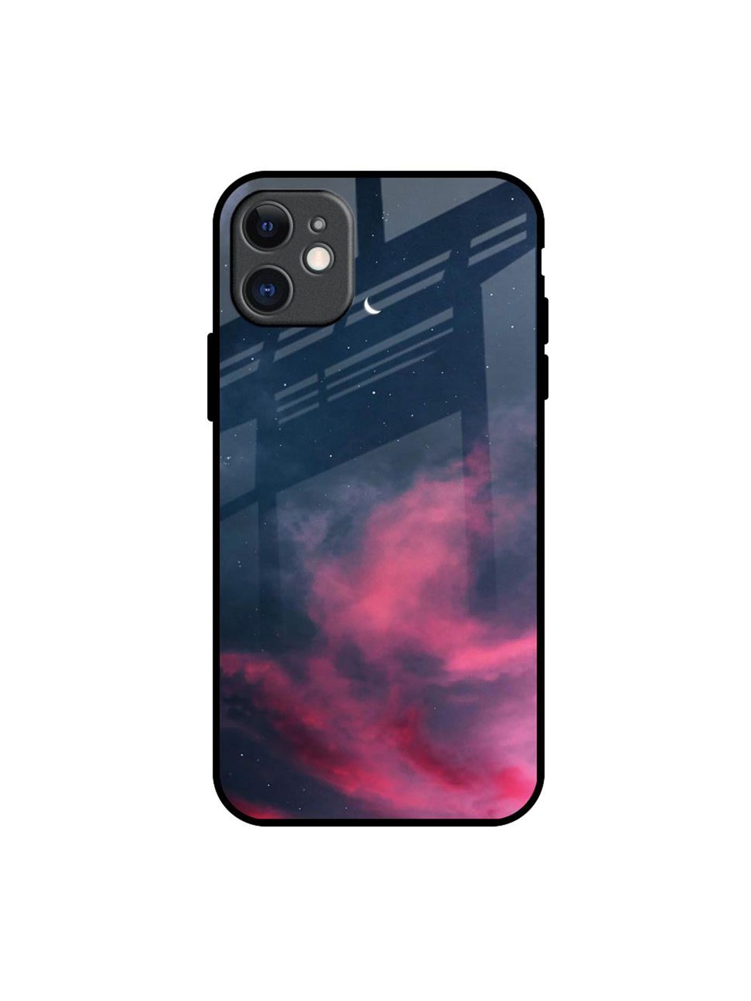 

QRIOH Moon Night Printed iPhone 11 Back Case, Blue