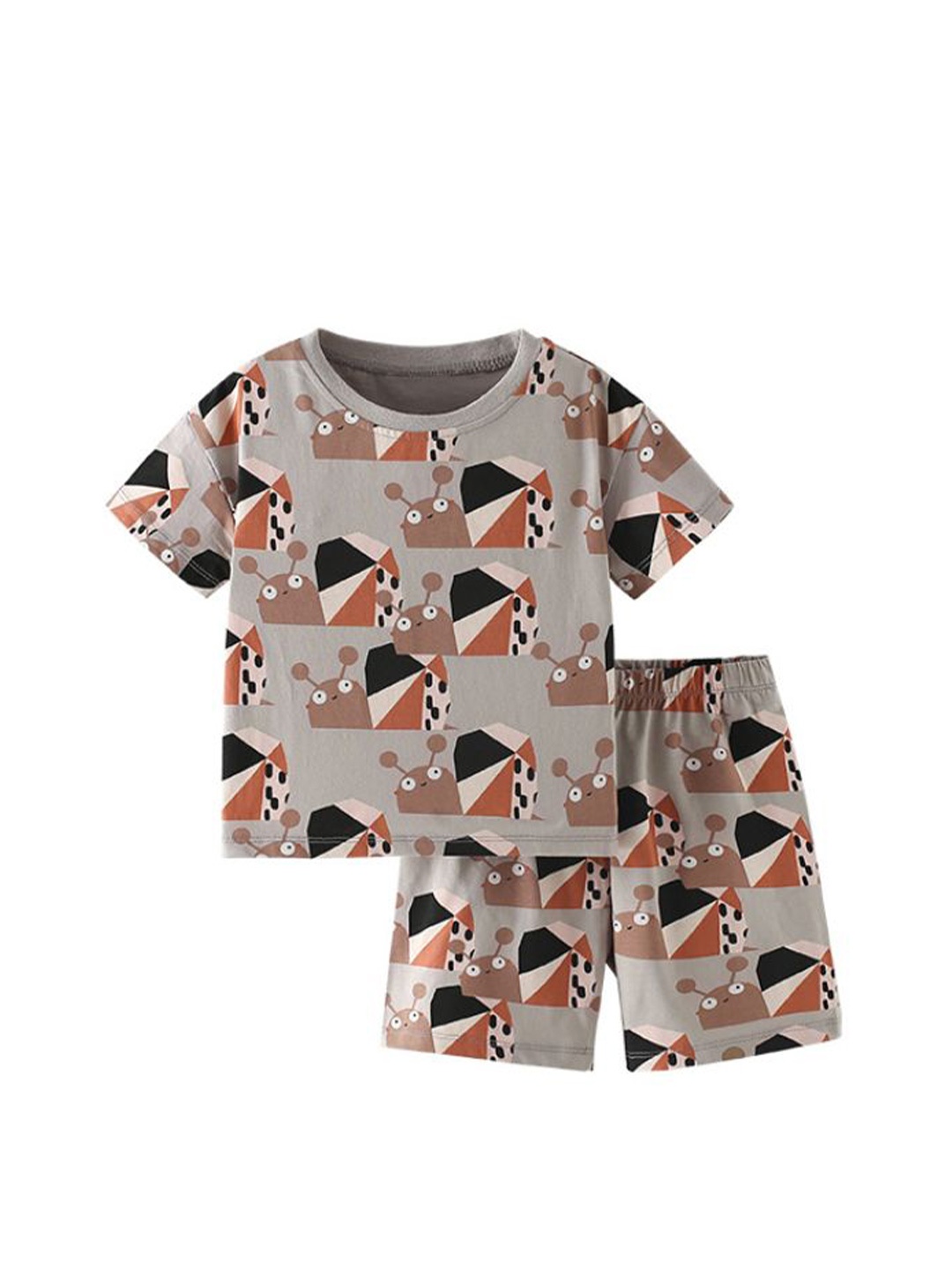 

YK Boys Printed T-shirt with Shorts, Grey